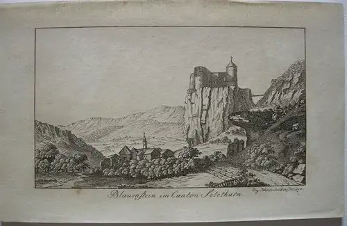 Stammbuchblatt Blauenstein Solothurn Kupferstich Wiederhold 1830 Schweiz