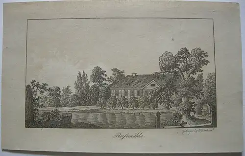 Stammbuchblatt Göttingen Rasemühle Kupferstich Wiederhold 1820 Niedersachsen