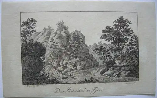Stammbuchblatt Pustertal Südtirol Kupferstich Wiederhold 1830 Italien