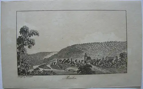 Stammbuchblatt Minden Gesamtansicht Kupferstich Wiederhold 1830 Nordrhein Westf