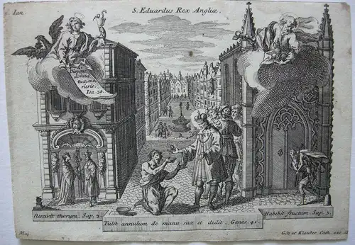 Gebrüder Klauber Heiliger Eduard König von England Kupferstich 1750