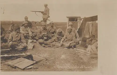 AK Türkische Feldwache am Sereth 1. Weltkrieg Fotopostkarte ungel. 1917
