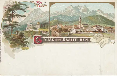 AK Saalfelden Salzburg Österreich ungelaufen 1910 Litho