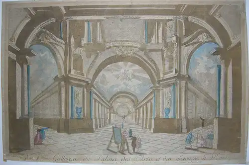 Vue d’optique Guckkastenblatt Rom Galleria Science kolor Kupferst 1750 Bibliothe