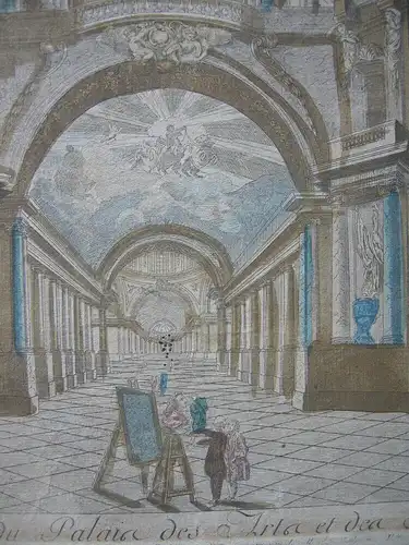 Vue d’optique Guckkastenblatt Rom Galleria Science kolor Kupferst 1750 Bibliothe