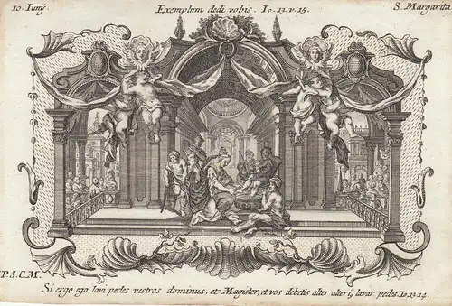 Gebrüder Klauber Heilige Margarita Königin Schottland Wittwe Kupferstich 1750