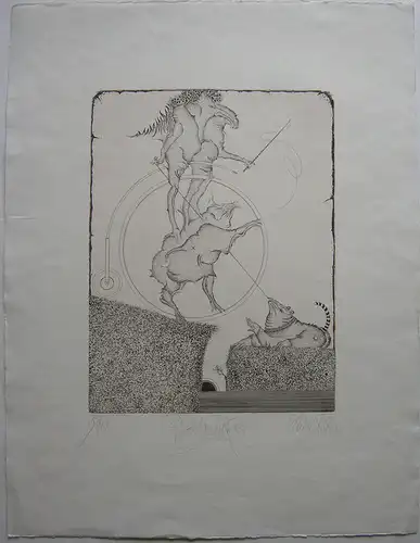 Albert Schindehütte (1939) Wanderzirkus Orig. Radierung signiert 1973