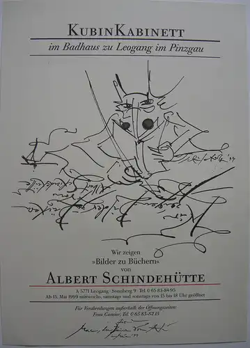 Albert Schindehütte (1939)  Plakat Kubin Kabinett Offset signiert 1999 Widmung