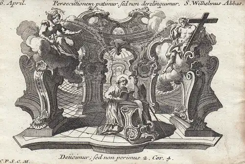 Gebrüder Klauber Heiliger Wilhelm von Aebelolt von Paris Abt Kupferstich 1750