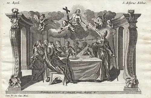 Gebrüder Klauber Heiliger Alferius Abt von Cava Kupferstich 1750