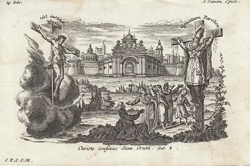 Gebrüder Klauber Heiliger Simon Simeon Bischof Märtyrer Kupferstich 1750