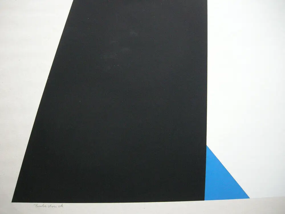 Klaus Steinmann (1939) Geometrische Kompos Orig Serigrafie 1980 signiert Probedr 2