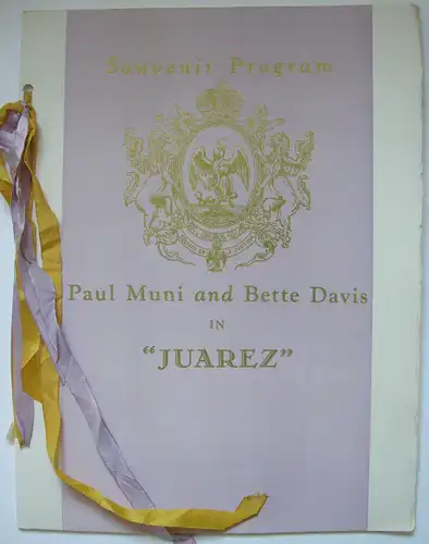 Souvenir Program Paul Muni Bette Davies Juarez 1939 Warner Bros Hollywood