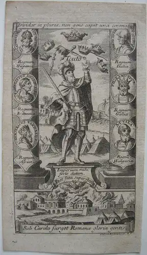 Gabriel Bodenehr (1664-1758) Karl Große Eroberung Röm Reich Emblemkupfer 1720