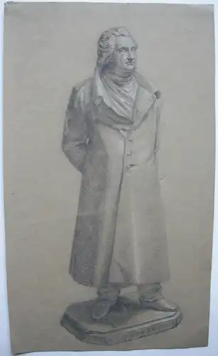 Portrait Johann Wolfgang von Goethe stehend Ganzfigur Kohlezeichnung um 1900