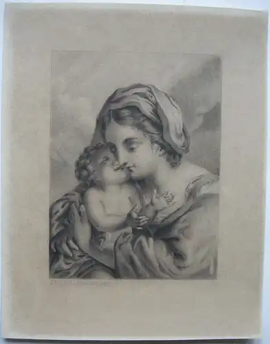 Theodora Meunier Maria Mutter mit Kind Orig. Bleistiftzeichnung 1831