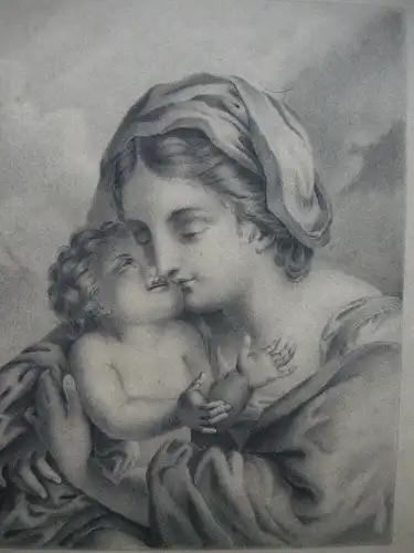 Theodora Meunier Maria Mutter mit Kind Orig. Bleistiftzeichnung 1831