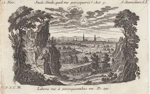 Gebrüder Klauber Hl Stanislaus Kostka Jesuit Schutzpatron Polen Kupferstich 1750