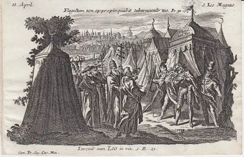Gebrüder Klauber Hl. Leo I. der Große Papst Kupferstich 1750