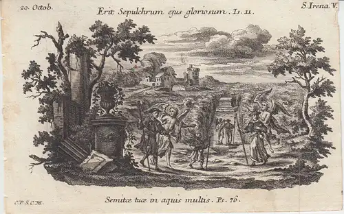 Gebrüder Klauber Hl. Irene von Portugal Märtyrin Kupferstich 1750
