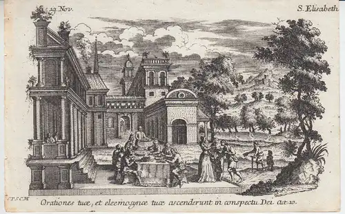 Gebrüder Klauber Hl. Elisabeth v Thüringen tätige Nächstenliebe Kupferstich 1750
