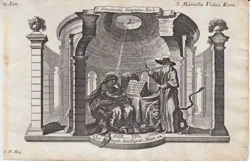 Gebrüder Klauber Hl. Marcella von Rom Märtyrin Kupferstich 1750
