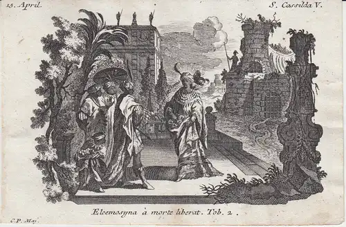 Gebrüder Klauber Heilige Casilda von Toledo Wohltäterin Kupferstich 1750