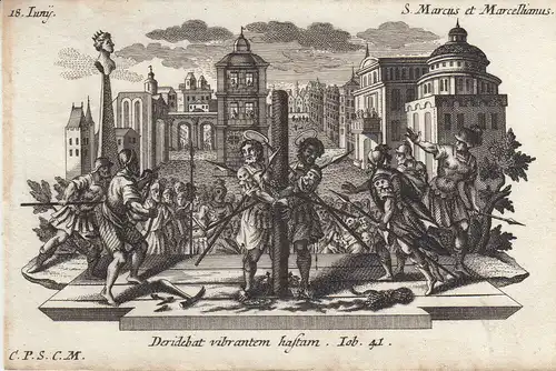 Gebrüder Klauber Hl. Marcus u. Marcellianus Märtyrer Brüder Kupferstich 1750