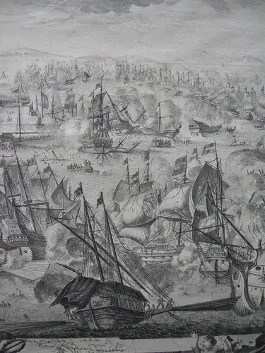 Seeschlacht Velez-Malaga Span Erbfolgekrieg Kupferstich Corvinus España 1720