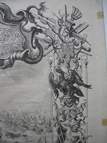 Seeschlacht Velez-Malaga Span Erbfolgekrieg Kupferstich Corvinus España 1720