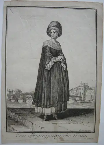 Regenspurgische Frau Regensburgerin Kupferstich 1720 Weigel monogrammiert