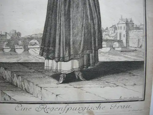 Regenspurgische Frau Regensburgerin Kupferstich 1720 Weigel monogrammiert