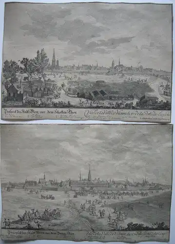 Joh Ad Delsenbach (1687-1765) Wien 2 Ansichten vom Burg- und Schotten-Thor 1719