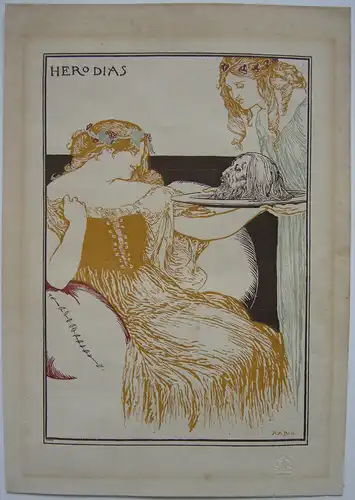 Robert Anning Bel (1863-1933) Herodias Johannes Täufer  Orig. Lithografie 1896