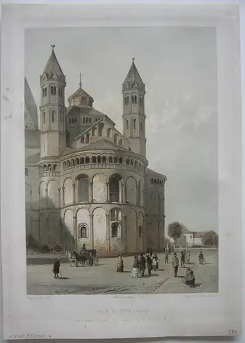 Köln Apostelkirche Orig Farblithografie Fourmois um 1860 Nordrhein Westfalen