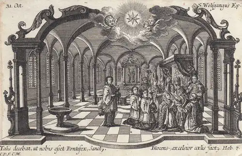 Gebrüder Klauber Hl. Wofgang Bischof Patron Bayern  Kupferstich 1750