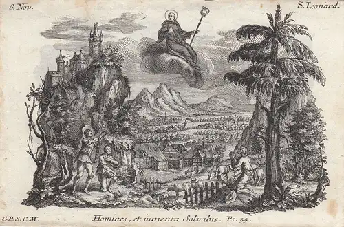 Gebrüder Klauber Hl. Leonard von Noblat  Kupferstich 1750