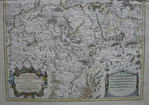 Oberrheinischer Kurrheinischer Rechtskreis kolor Kupferstichkarte Sanson 1690
