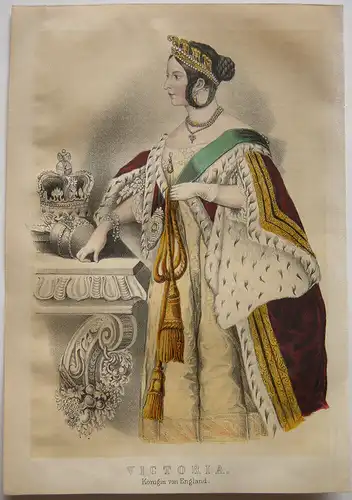 Victoria (1819-1901) Königin von Großbritannien Farblithografie 1855