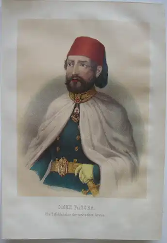Omer Pascha Latas (1806-1871) Osmanischer Feldmarschall Farblithografie 1855