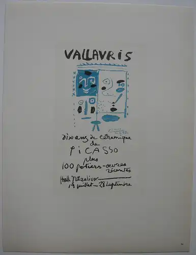 Pablo Picasso Vallauris ceramique Orig Lithografie Maitres de l'Ecole 1959