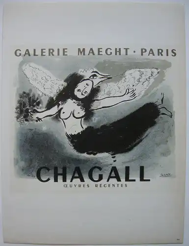 Marc Chagall Oeuvres récentes Orig Lithografie 1955 Maitres de l'Ecole