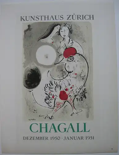 Marc Chagall Kunsthaus Zürich Orig Lithografie 1951 Maitres de l'Ecole