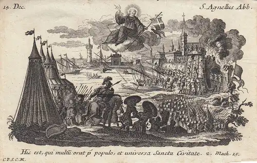 Gebrüder Klauber Heiliger Agnellus von Neapel  Kupferstich 1750