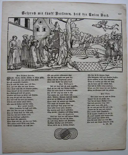 Erhard Schön (1491-1542) Narrenfalle Einblattdruck Orig. Holzschnitt 1821