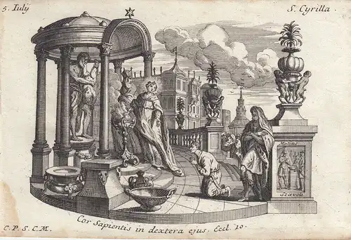 Gebrüder Klauber Heilige Cyrilla von Cyrene Märtyrin Libyen Kupferstich 1750