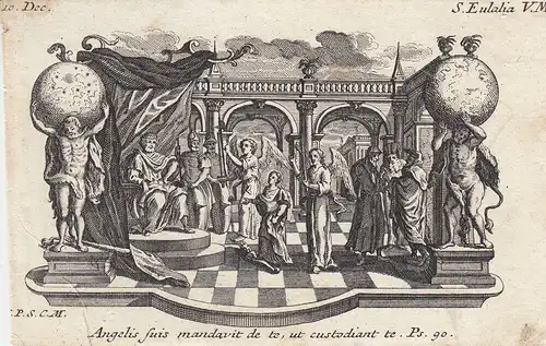 Gebrüder Klauber Heilige Eulalia vom Mérida jugendl. Märtyrin Kupferstich 1750