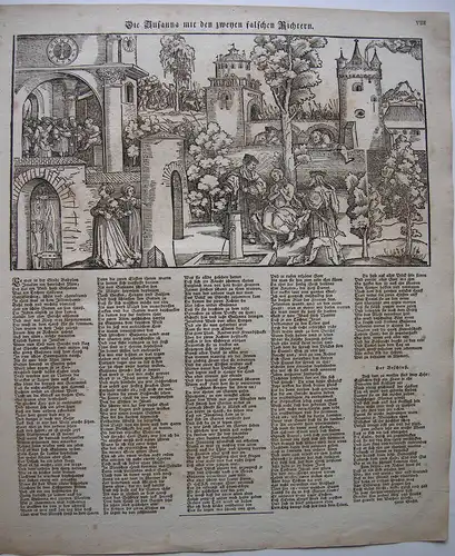 Hans Schäuffelein Susanna und Richter Einblattdruck Orig. Holzschnitt 1821
