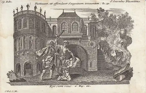 Gebrüder Klauber Heiliger Konrad von Piacenza Einsiedler Kupferstich 1750