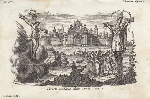 Gebrüder Klauber Heiliger Simon  Simeon Bischof Märtyrer Kupferstich 1750